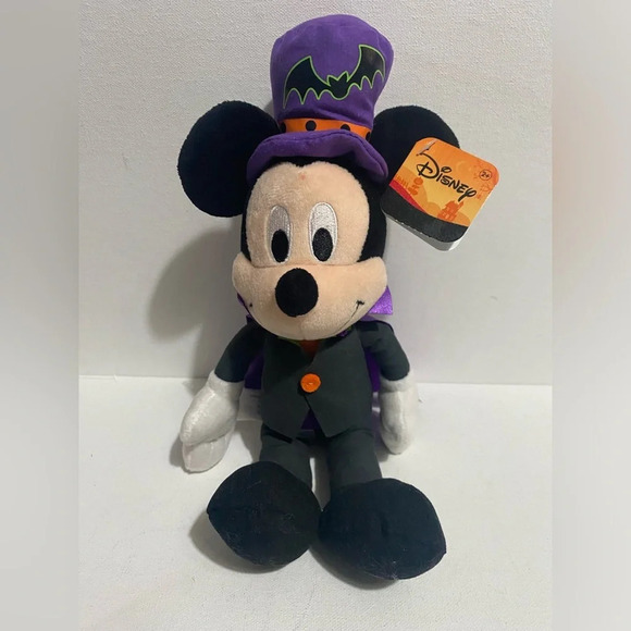 Disney Halloween Mickey Mouse w/ Purple Cape Hat Count Dracula 11” Plush, NWT - Picture 1 of 10